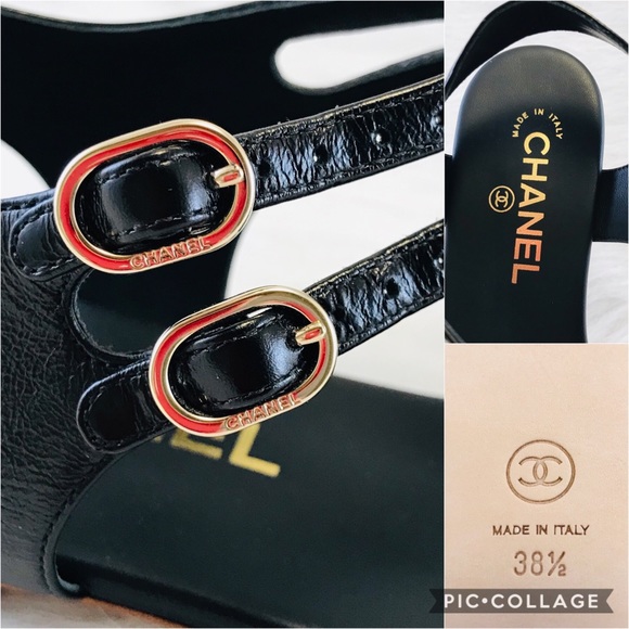 CHANEL Camellia Leather Thong Sandals Black - Picture 7 of 8